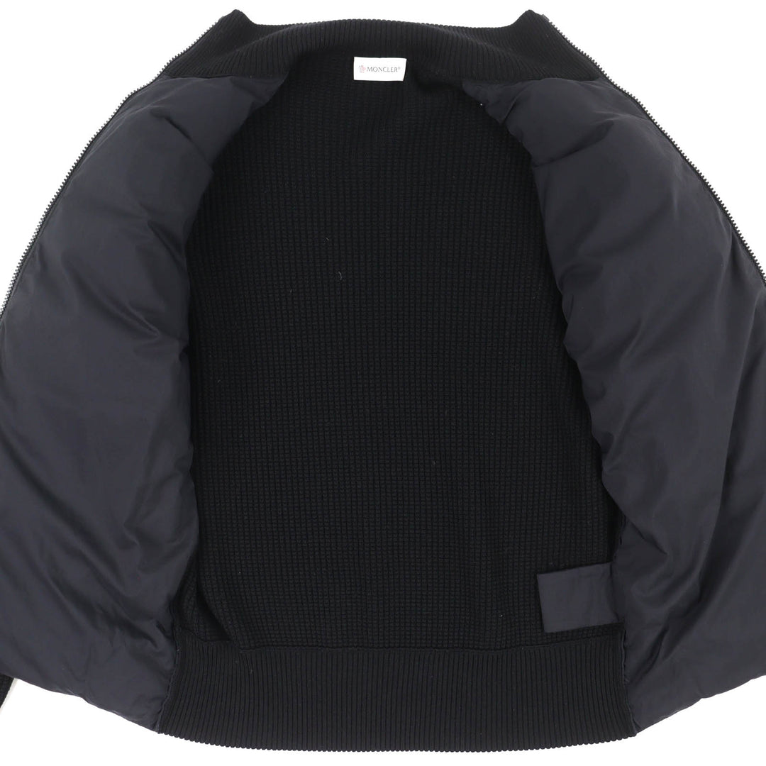 Excellent MONCLER Down jacket CARDIGAN TRICOT Front logo knit panel zip-up black