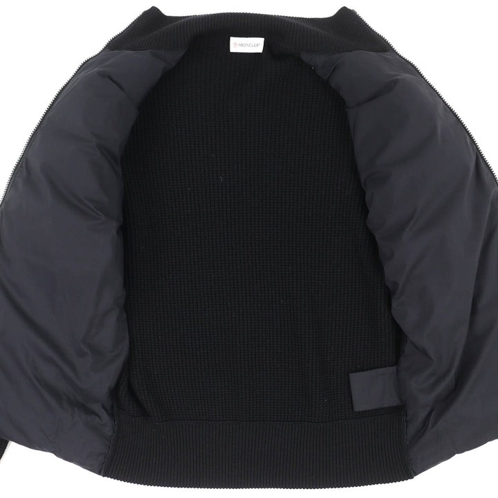 Excellent MONCLER Down jacket CARDIGAN TRICOT Front logo knit panel zip-up black
