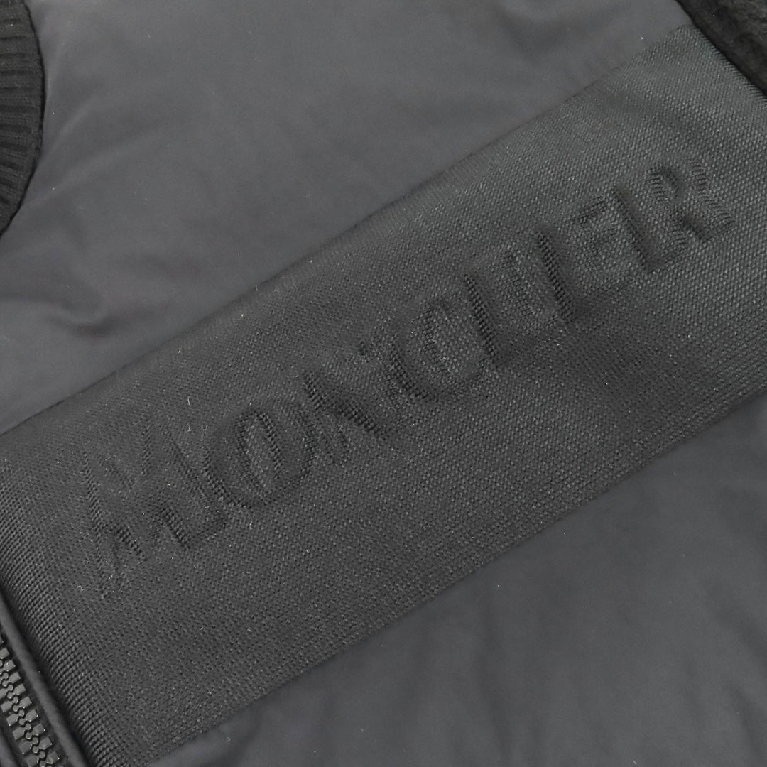 Excellent MONCLER Down jacket CARDIGAN TRICOT Front logo knit panel zip-up black