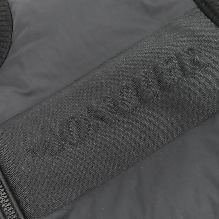 Excellent MONCLER Down jacket CARDIGAN TRICOT Front logo knit panel zip-up black