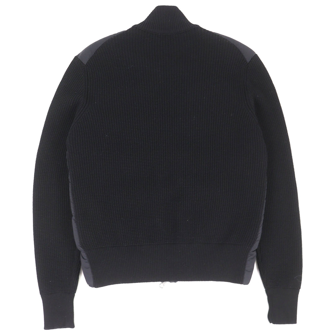 Excellent MONCLER Down jacket CARDIGAN TRICOT Front logo knit panel zip-up black