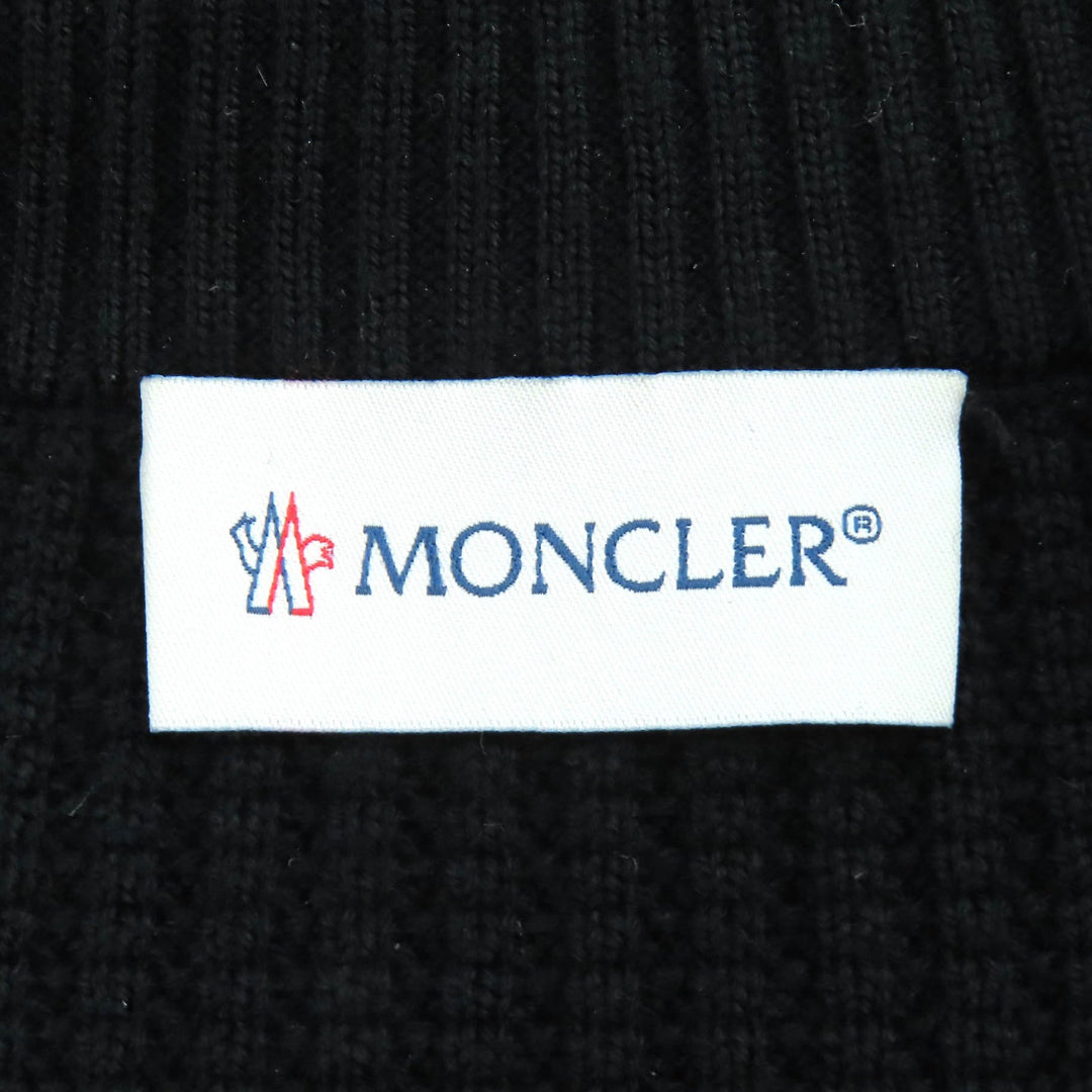 Excellent MONCLER Down jacket CARDIGAN TRICOT Front logo knit panel zip-up black