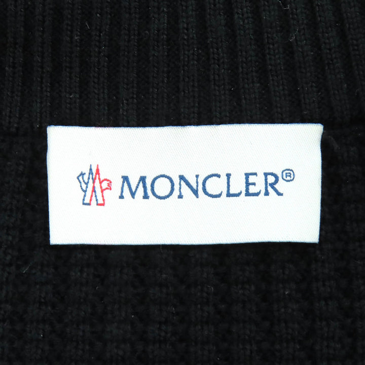 Excellent MONCLER Down jacket CARDIGAN TRICOT Front logo knit panel zip-up black