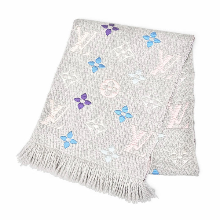 Great LOUIS VUITTON Scarf Escharp Logo Mania Rainbow Monogram gray wool M75874
