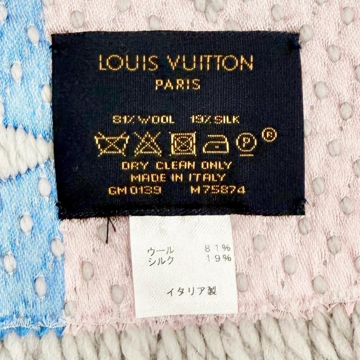 Great LOUIS VUITTON Scarf Escharp Logo Mania Rainbow Monogram gray wool M75874