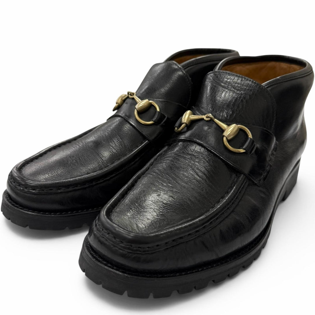 Great GUCCI Ankle boots Horsebit black leather mens 41
