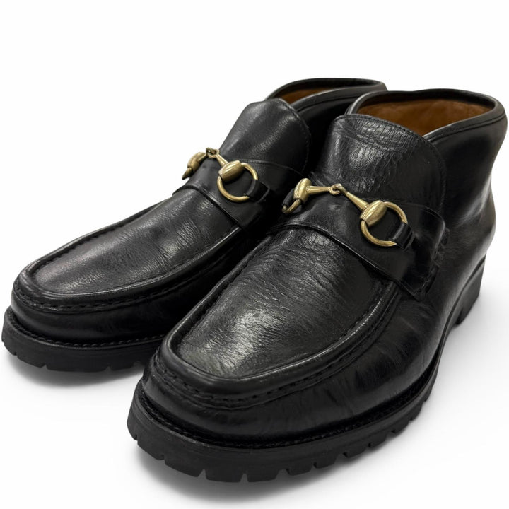 Great GUCCI Ankle boots Horsebit black leather mens 41