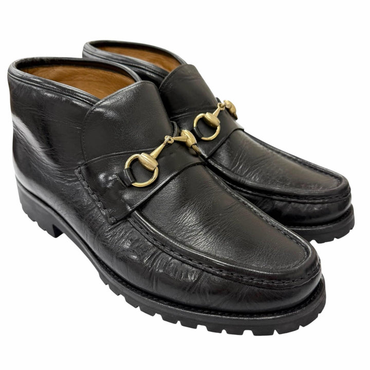 Great GUCCI Ankle boots Horsebit black leather mens 41