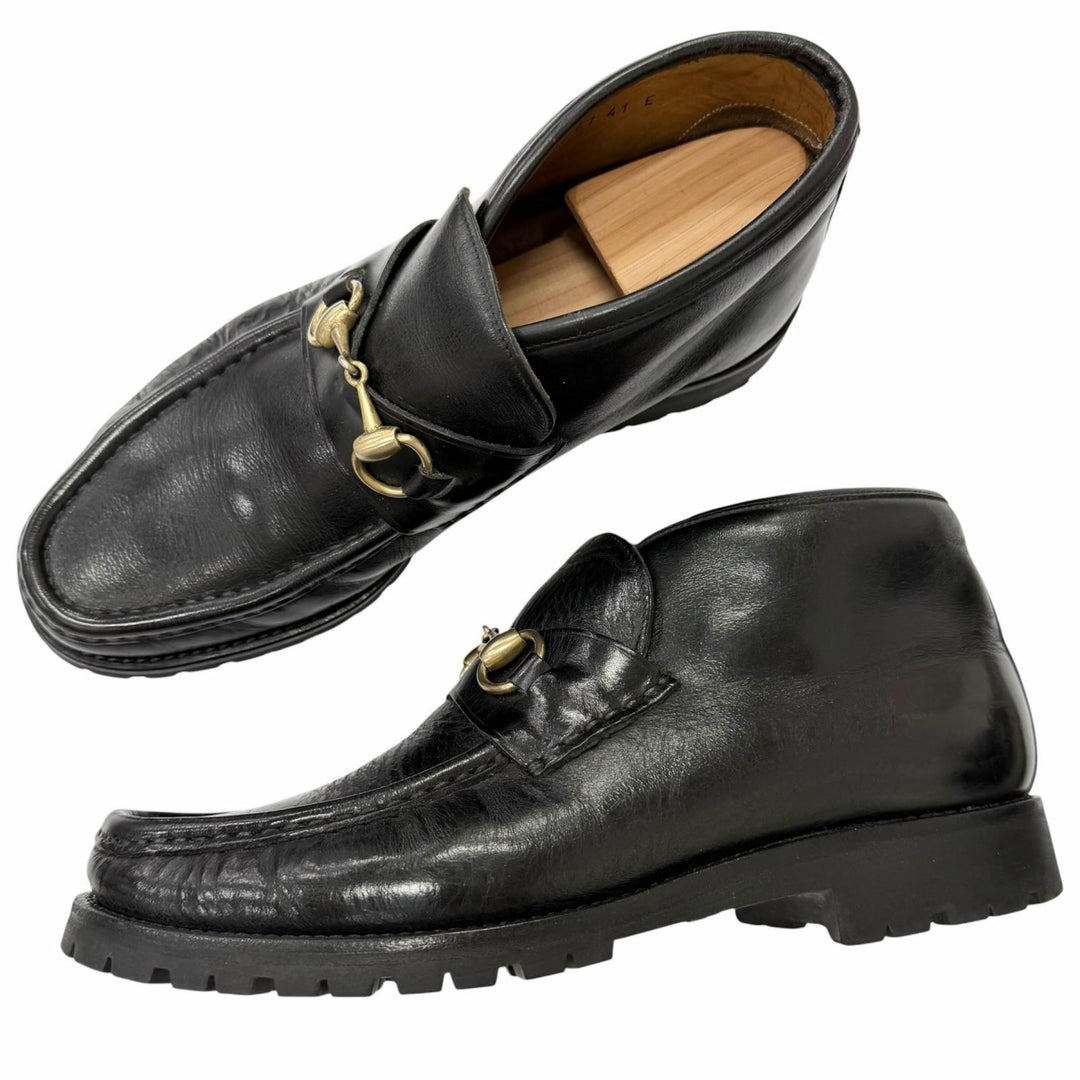 Great GUCCI Ankle boots Horsebit black leather mens 41