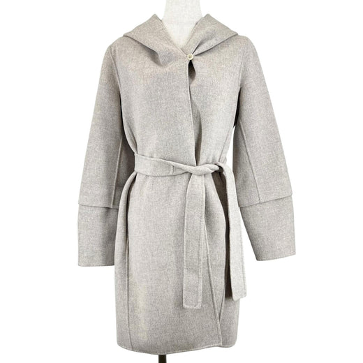 Excellent S MaxMara DESIGN FOR EASY LIVING coat Belted Wrap beige wool Women 36