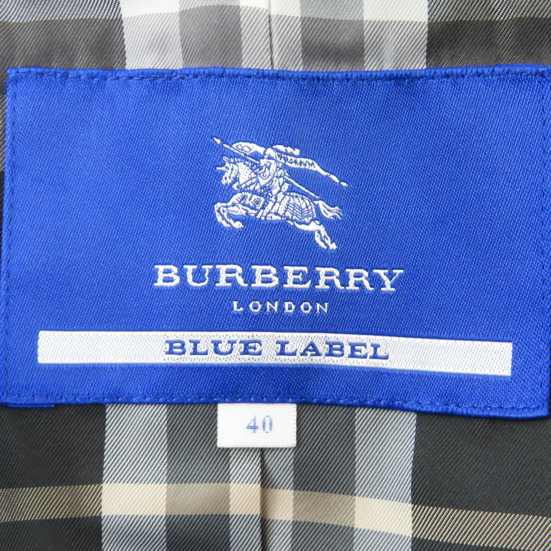 Excellent BURBERRY BLUE LABEL coat Check Pattern Lining Logo Button 40