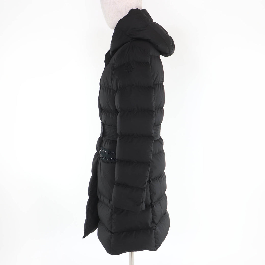Great MONCLER down coat AUBIGNY Logo patch and hood black polyester Women 0