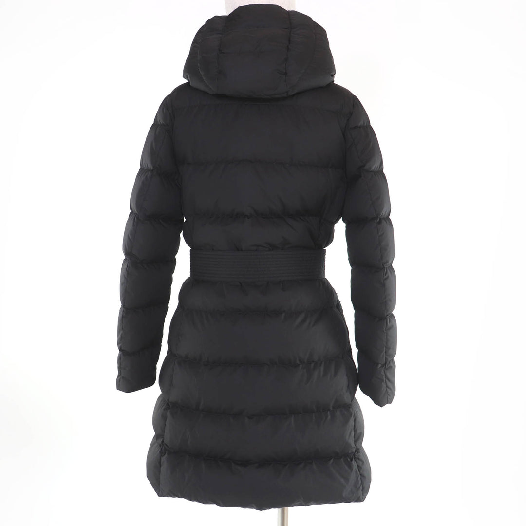 Great MONCLER down coat AUBIGNY Logo patch and hood black polyester Women 0