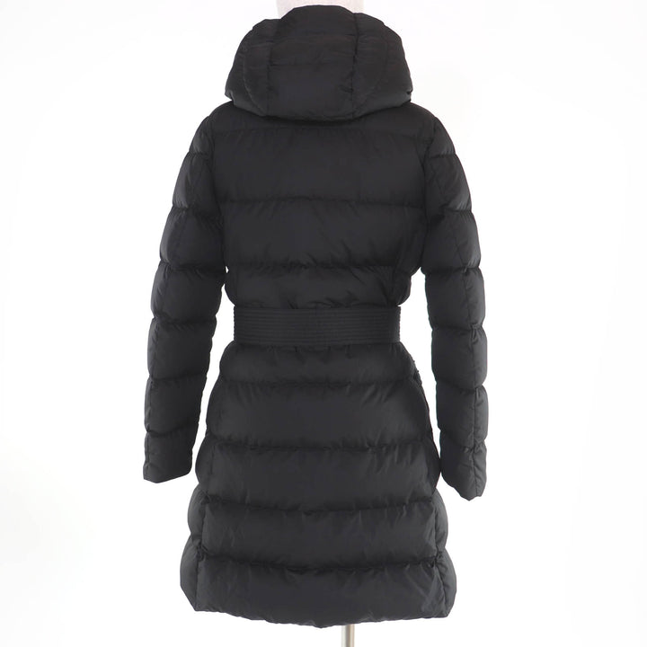 Great MONCLER down coat AUBIGNY Logo patch and hood black polyester Women 0
