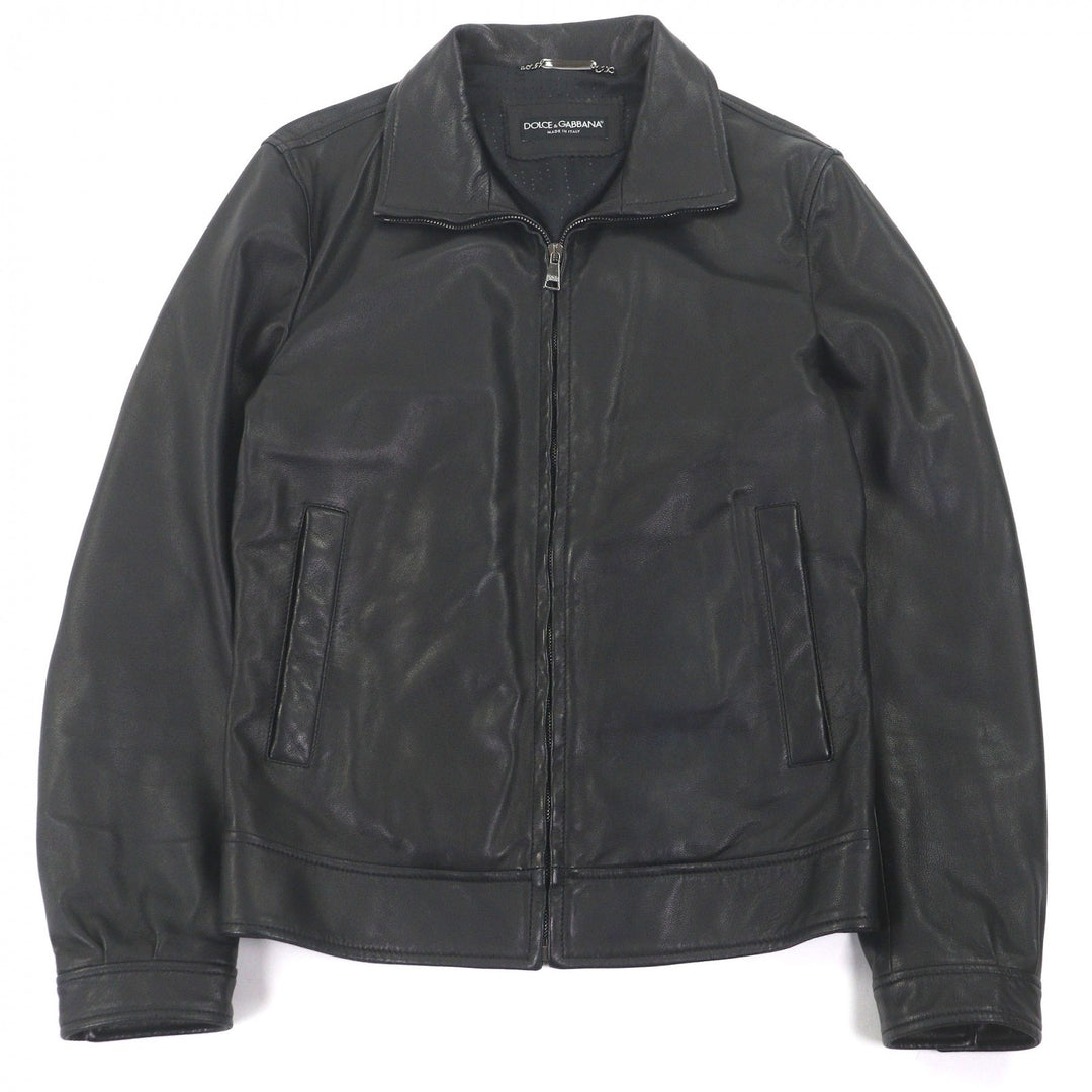 Excellent DOLCE&GABBANA leather jacket Black tag black lambskin