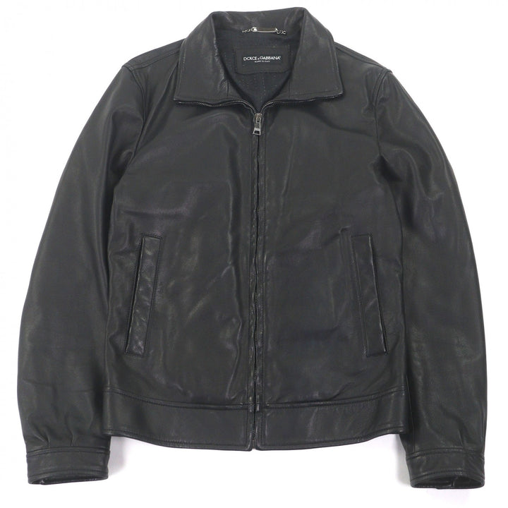 Excellent DOLCE&GABBANA leather jacket Black tag black lambskin