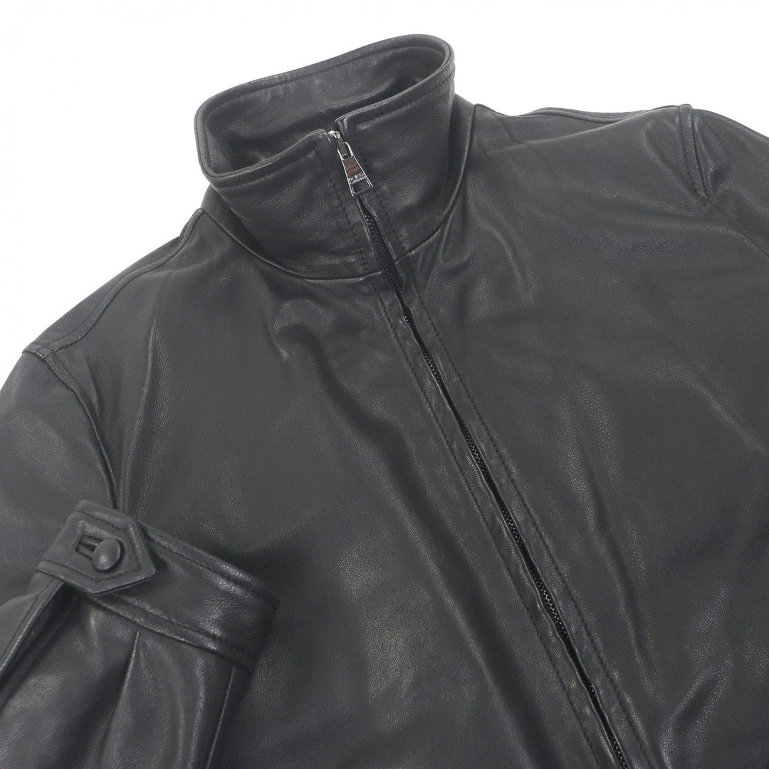 Excellent DOLCE&GABBANA leather jacket Black tag black lambskin