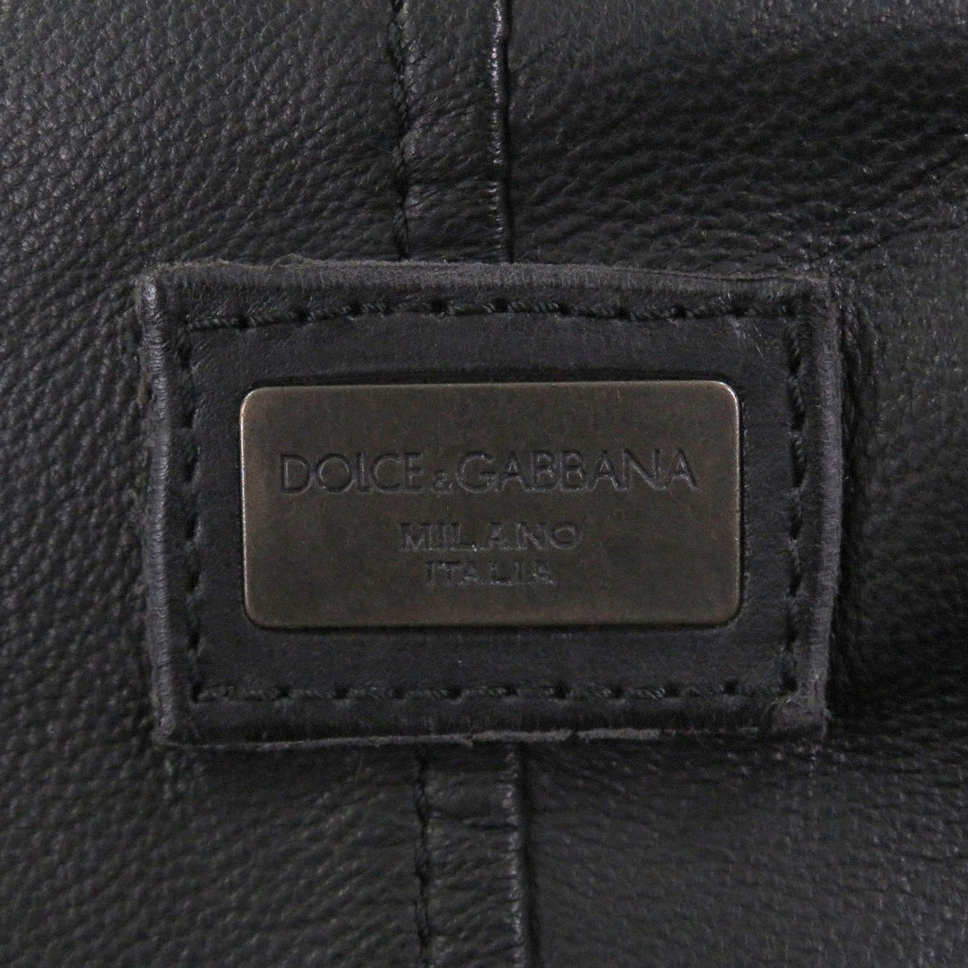 Excellent DOLCE&GABBANA leather jacket Black tag black lambskin