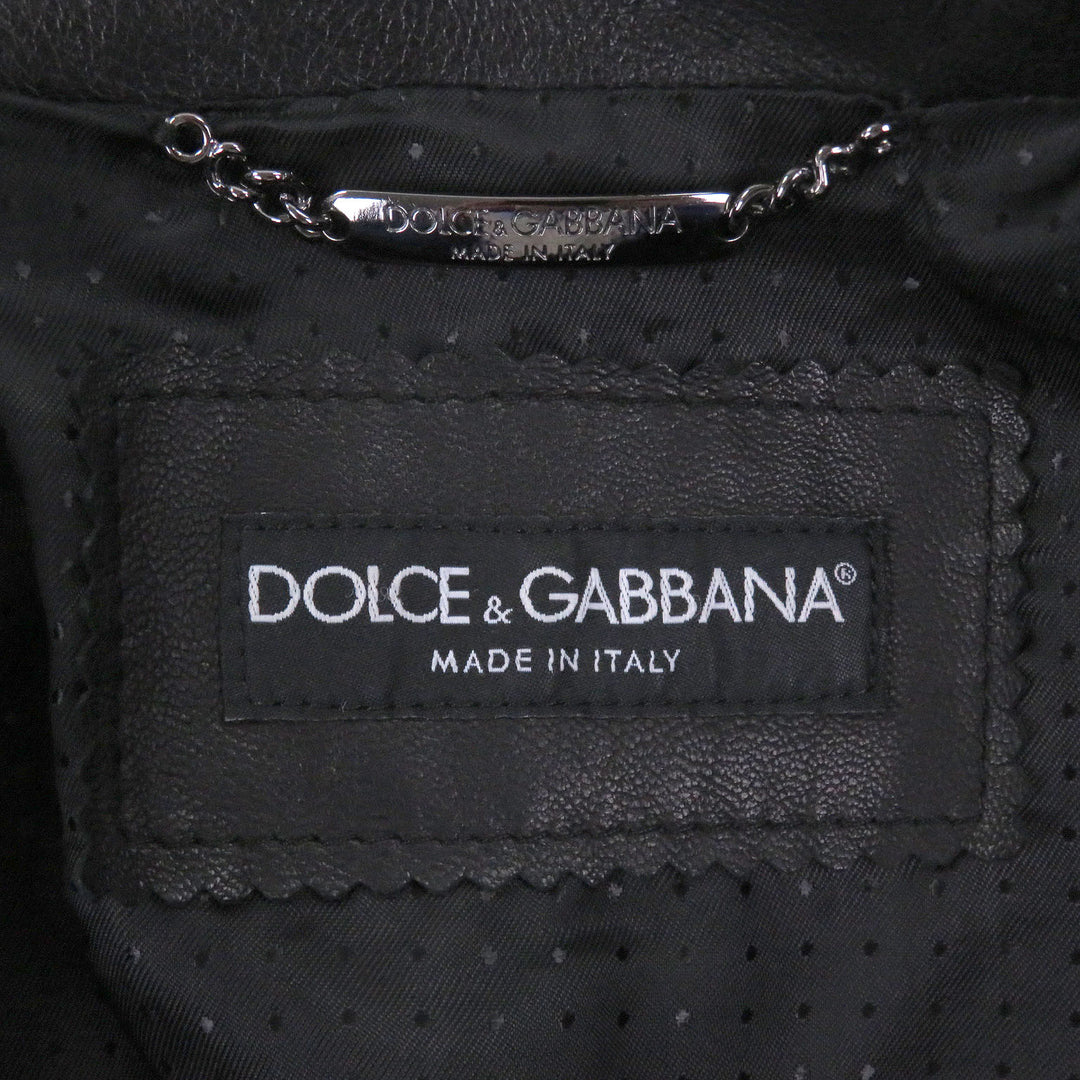 Excellent DOLCE&GABBANA leather jacket Black tag black lambskin