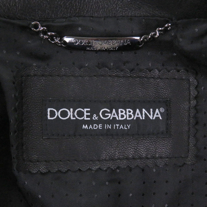 Excellent DOLCE&GABBANA leather jacket Black tag black lambskin