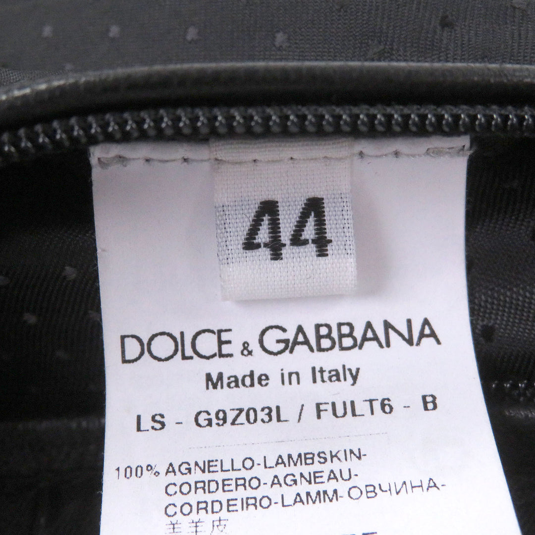 Excellent DOLCE&GABBANA leather jacket Black tag black lambskin