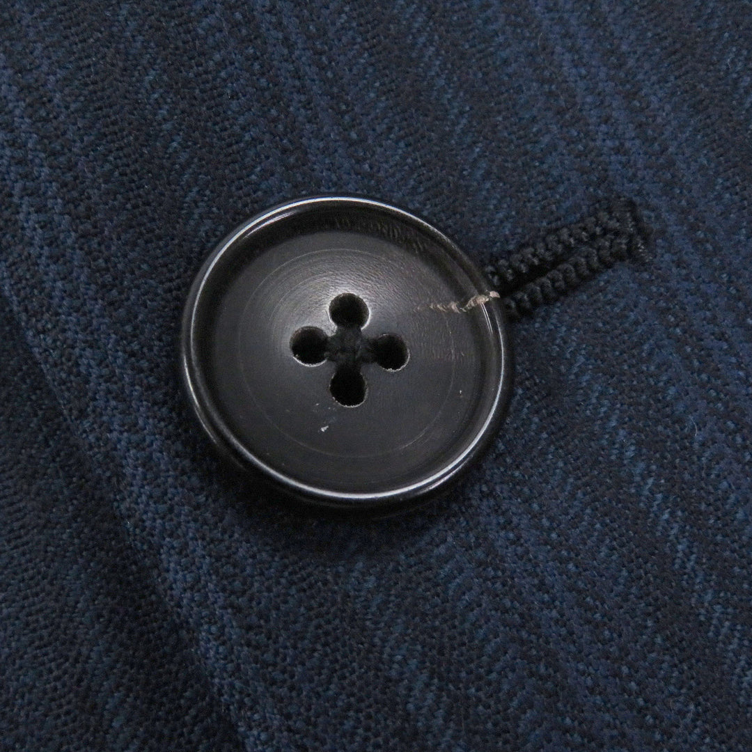 Great HERMES suit Stripe Pattern Peak Lapel Single Navy wool mens 54