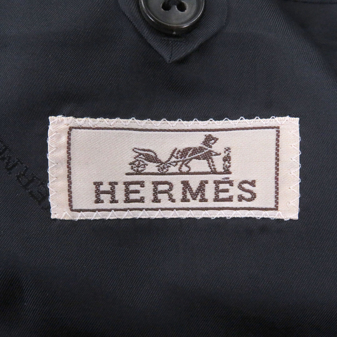 Great HERMES suit Stripe Pattern Peak Lapel Single Navy wool mens 54