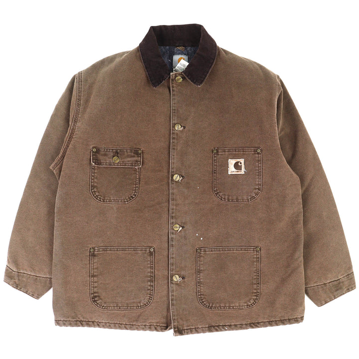Discounted Very Good carhartt Jacket michigan chore coat 90s Destroy Brown cotton mens XL
