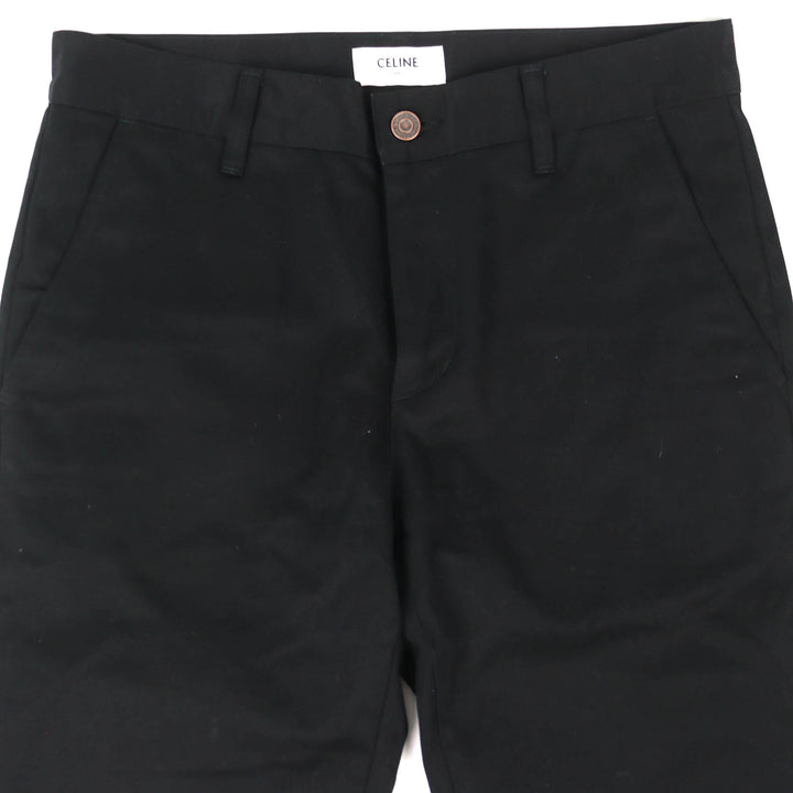 Discounted Great CELINE Pants Logo Button Long black cotton mens 29
