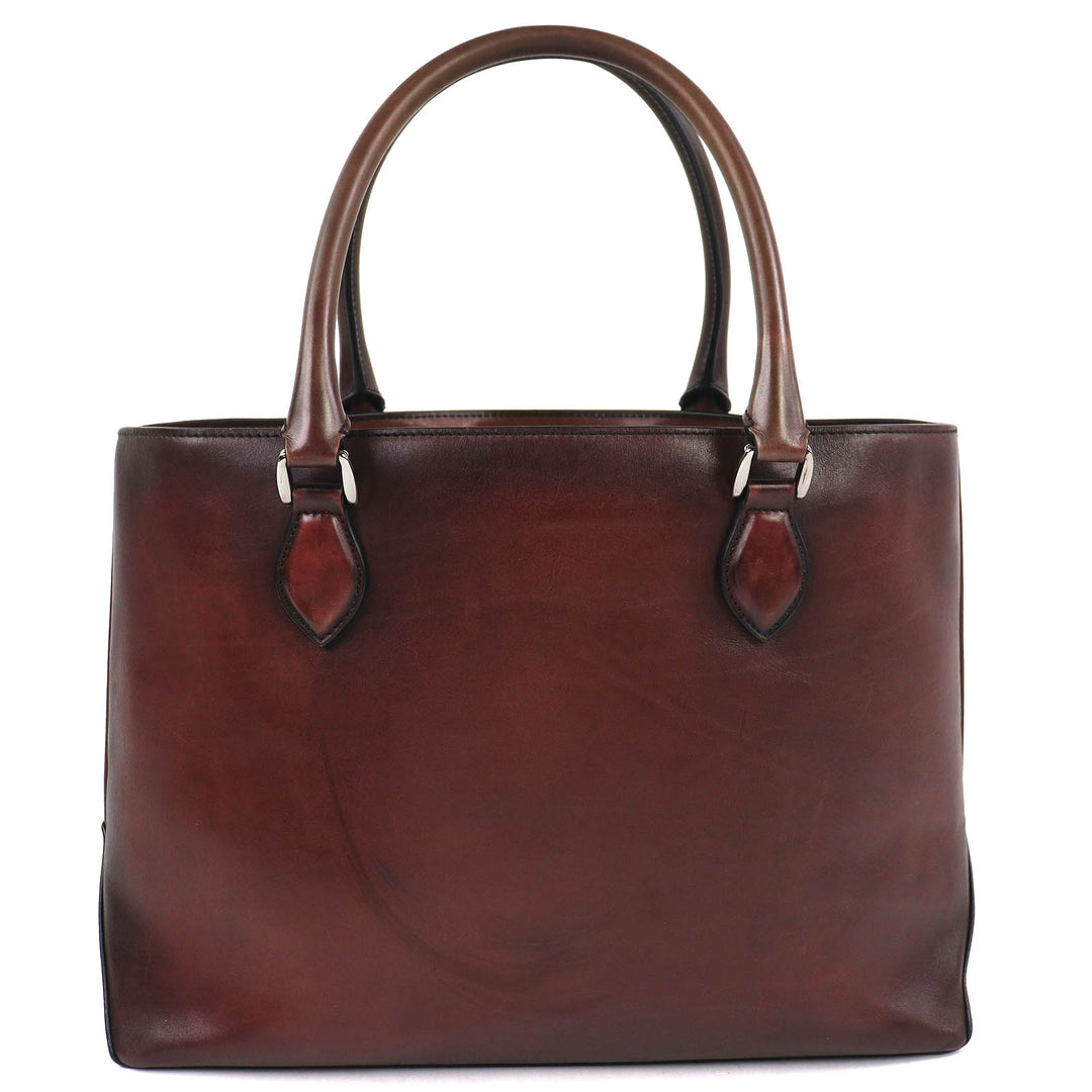 Discounted Very Good Berluti Tote Bag Trouge Script calligraphy Brown leather