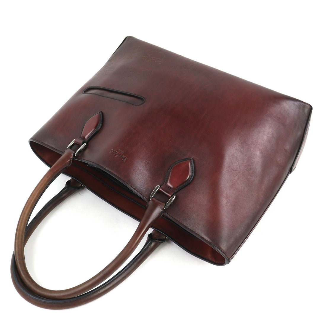 Discounted Very Good Berluti Tote Bag Trouge Script calligraphy Brown leather