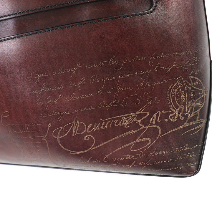 Discounted Very Good Berluti Tote Bag Trouge Script calligraphy Brown leather