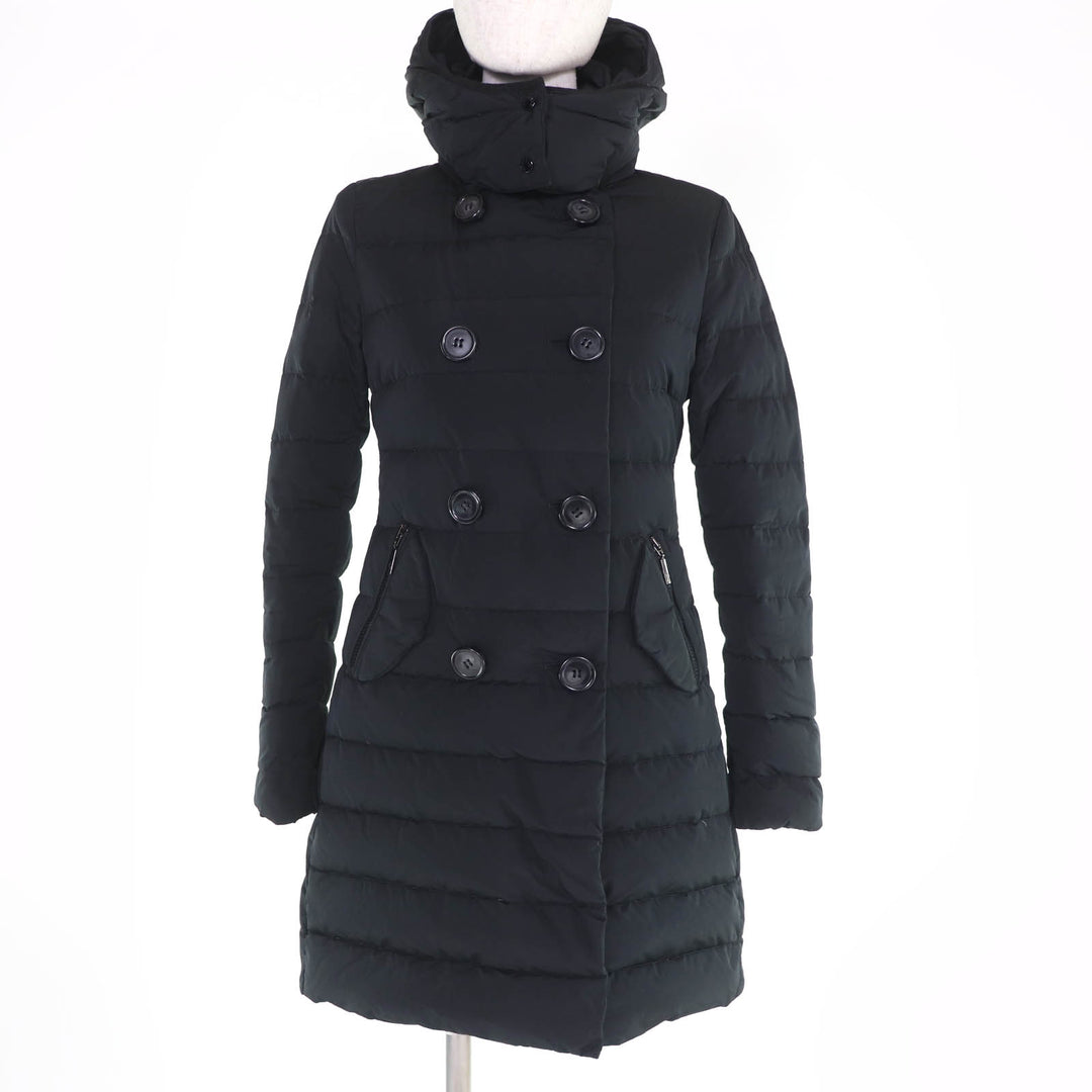 Great MONCLER down coat GARBET Logo button, hooded zip-up jacket black Women 00