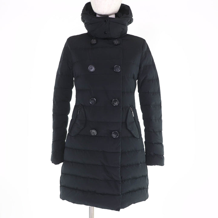 Great MONCLER down coat GARBET Logo button, hooded zip-up jacket black Women 00