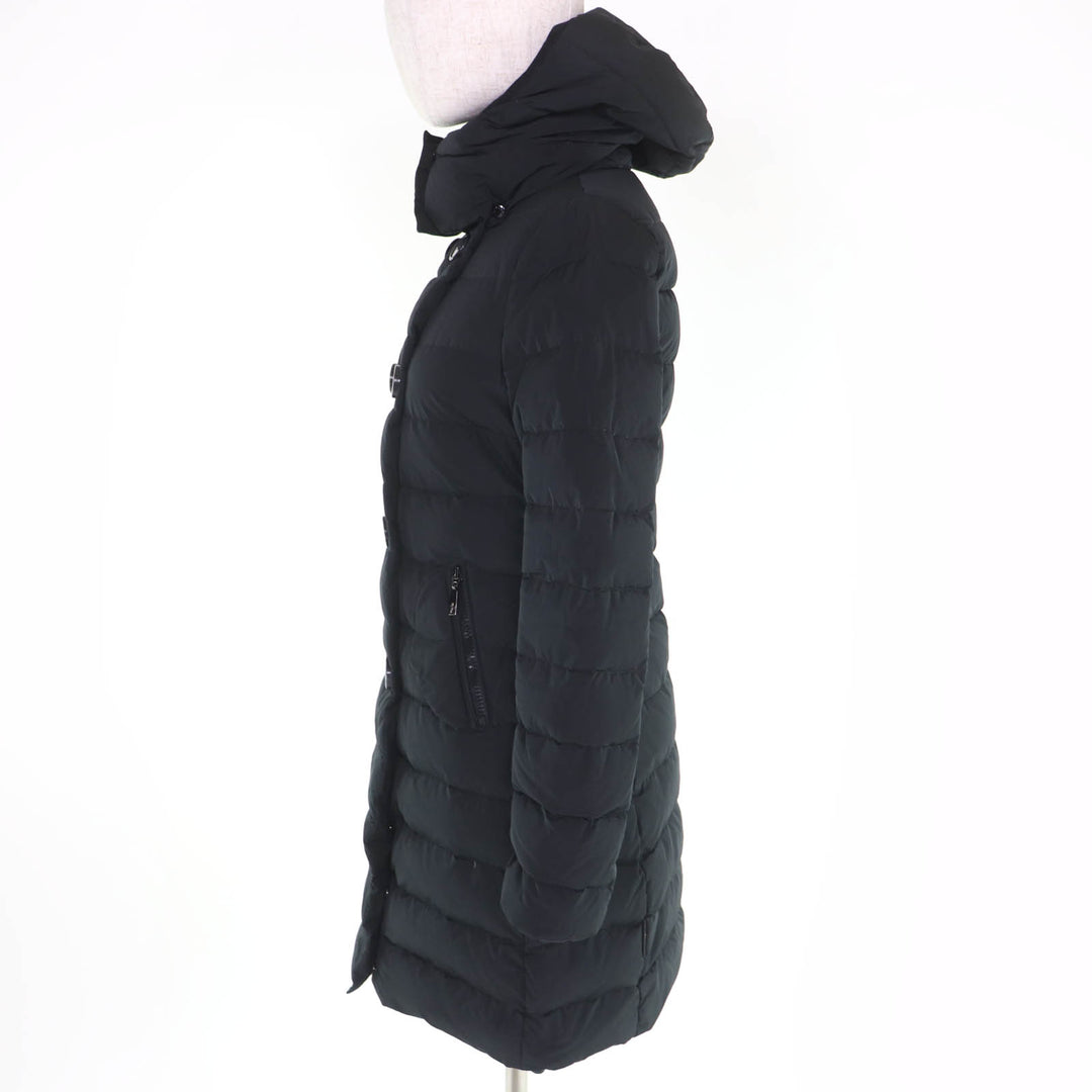 Great MONCLER down coat GARBET Logo button, hooded zip-up jacket black Women 00