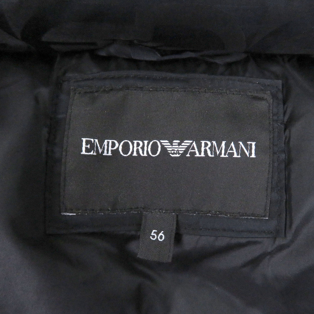 Great EMPORIO ARMANI Down jacket Black tag, all-over logo print, hooded jacket