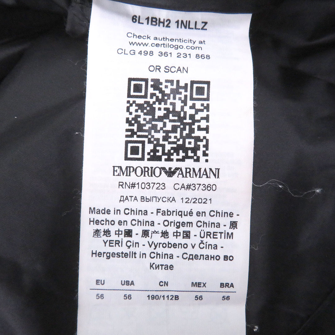 Great EMPORIO ARMANI Down jacket Black tag, all-over logo print, hooded jacket