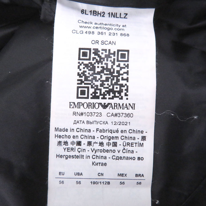 Great EMPORIO ARMANI Down jacket Black tag, all-over logo print, hooded jacket