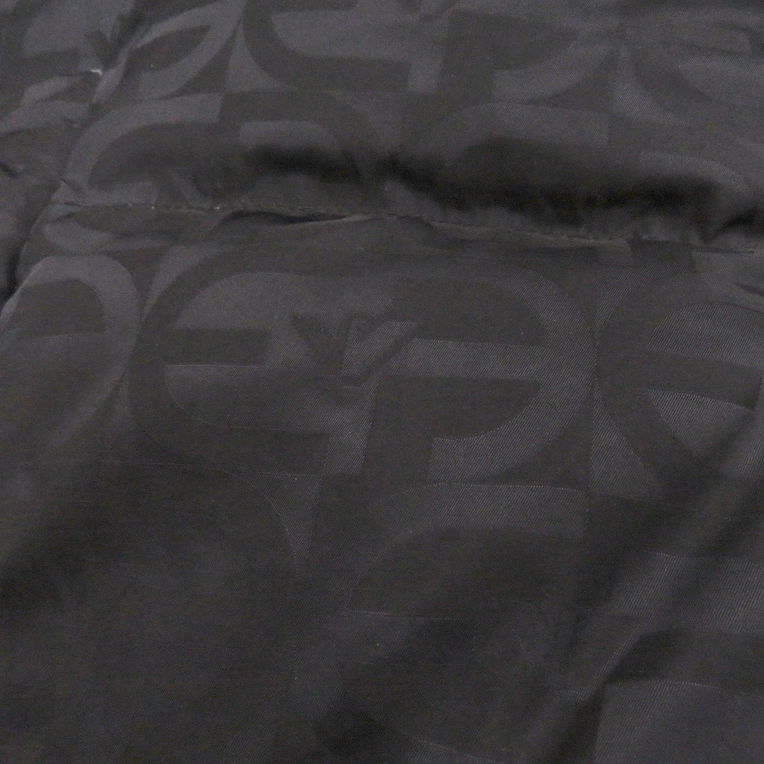 Great EMPORIO ARMANI Down jacket Black tag, all-over logo print, hooded jacket