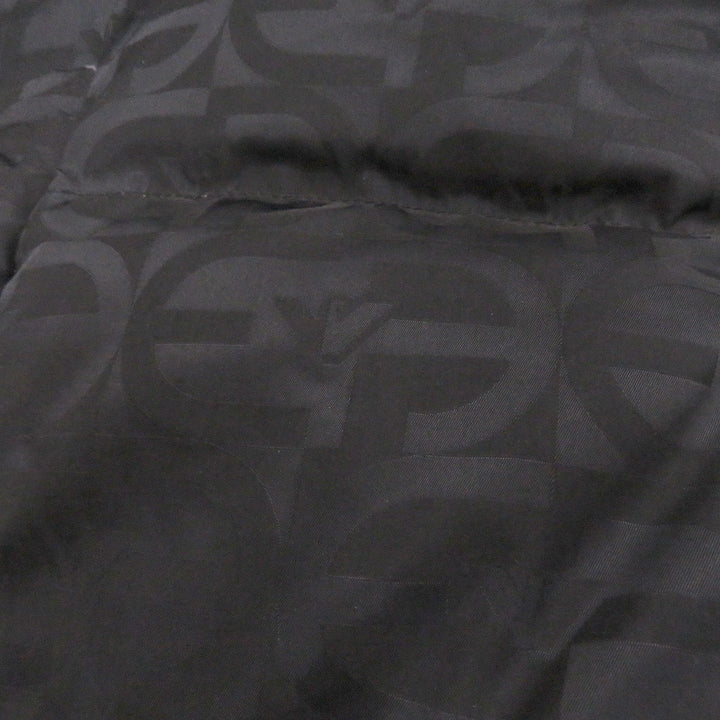 Great EMPORIO ARMANI Down jacket Black tag, all-over logo print, hooded jacket