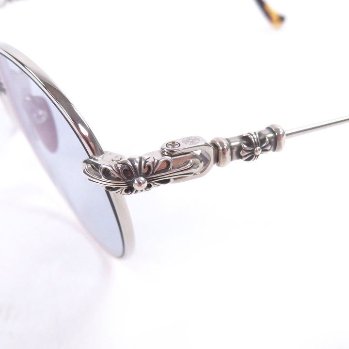 Great CHROME HEARTS sunglasses BUBBA-A Floral cross Silver mens