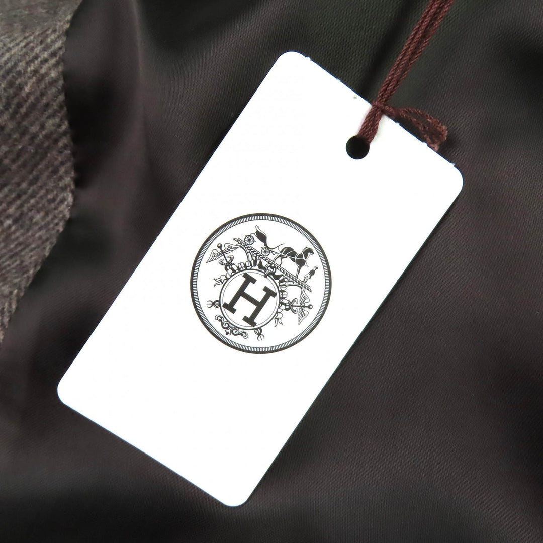 Pristine HERMES Chester coat Leather accents, single Brown wool mens 46 361220H8