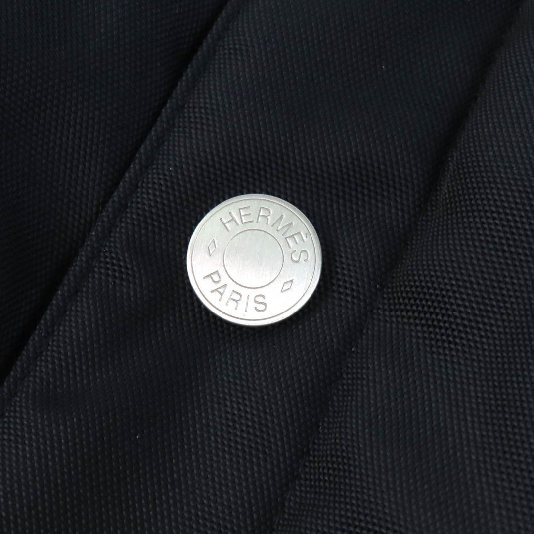 Pristine HERMES Sellier Button Padded Blouson Jacket Navy Nylon 44 462780HI