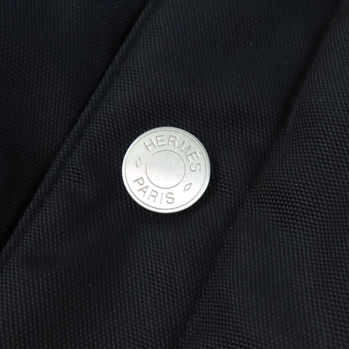 Pristine HERMES Sellier Button Padded Blouson Jacket Navy Nylon 44 462780HI