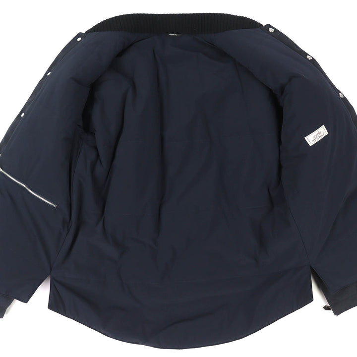 Pristine HERMES Sellier Button Padded Blouson Jacket Navy Nylon 44 462780HI