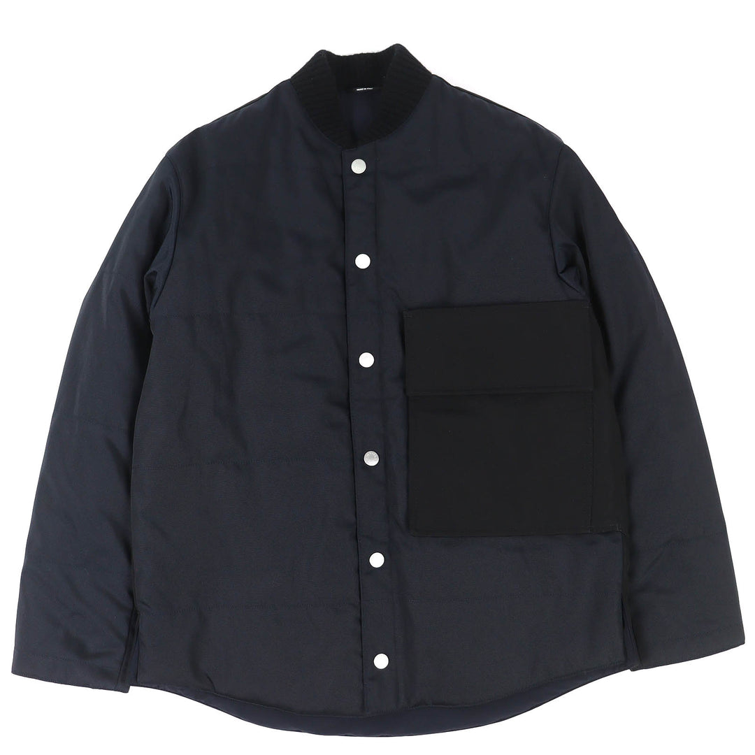 Pristine HERMES Sellier Button Padded Blouson Jacket Navy Nylon 44 462780HI