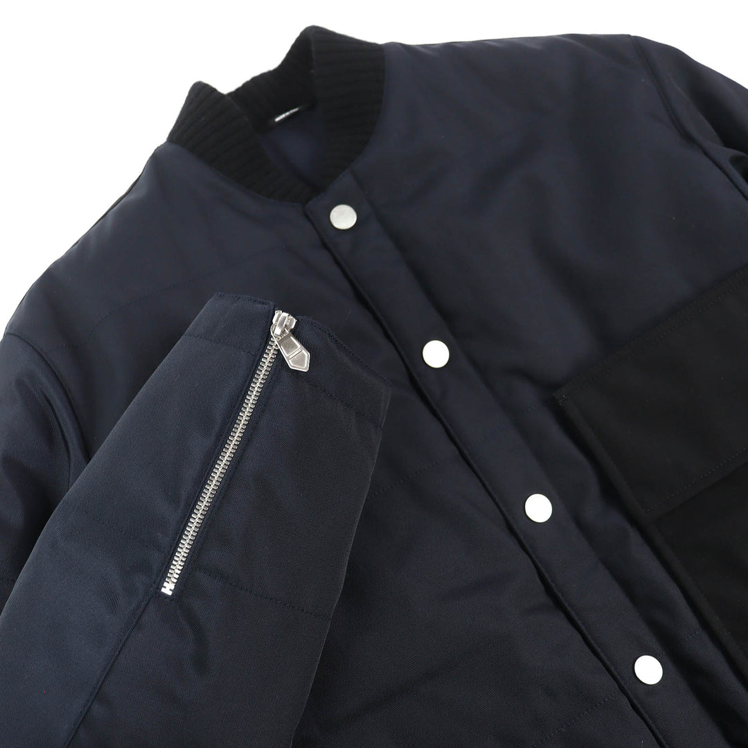 Pristine HERMES Sellier Button Padded Blouson Jacket Navy Nylon 44 462780HI