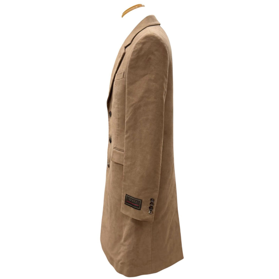 Excellent GUCCI Chester coat Single logo button Brown cotton mens 48