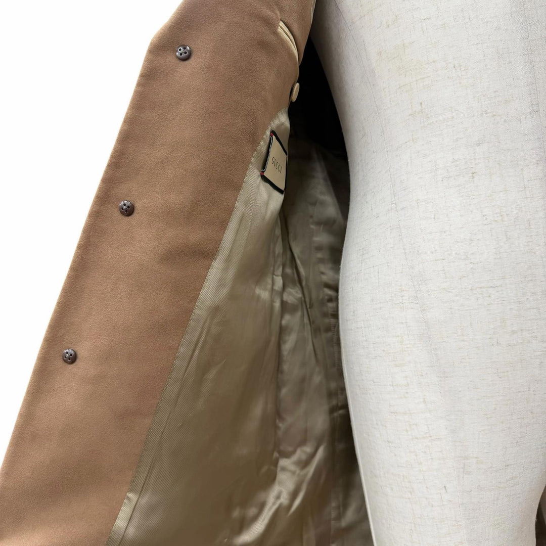 Excellent GUCCI Chester coat Single logo button Brown cotton mens 48