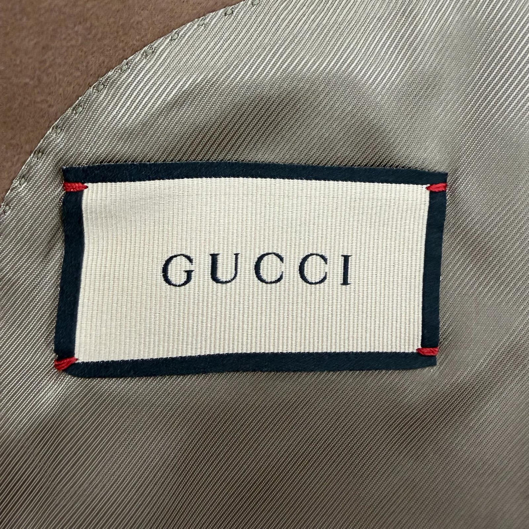 Excellent GUCCI Chester coat Single logo button Brown cotton mens 48